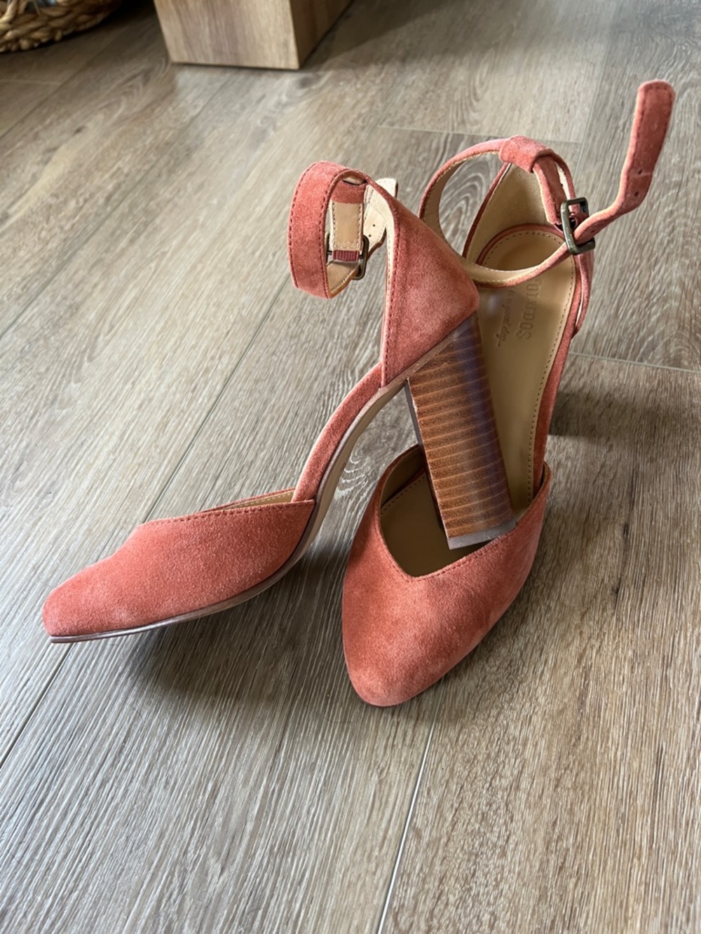 Soludos Dusty Rose Suede Ankle-Strap Block Heels - Picture 3 of 5